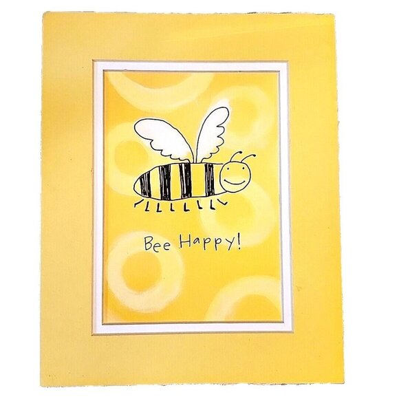 Bumble BEE HAPPY Lithograph Matted Art Print Ready to Frame by David Walker - Picture 1 of 5